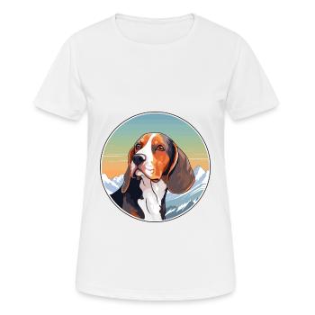 Français Tricolore Hound chien race Cartoon Kawaii Wat - T-shirt respirant Femme - blanc - Devant - AI Model Female 172 dark (172cm)