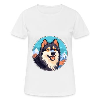Finnish Lapphund Dog Breed Cartoon Kawaii Watercol - Women's Breathable T-Shirt - white - Front - AI Model Female 172 dark (172cm)