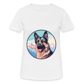 German Shepherd Dog Breed Cartoon Kawaii Watercolo - Women's Breathable T-Shirt - white - Front - AI Model Female 172 dark (172cm)
