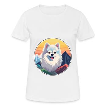 Deutsche Spitz Hunderasse Karikatur Kawaii Aquarell - Frauen T-Shirt atmungsaktiv - Weiß - Vorne - AI Model Female 172 dark (172cm)