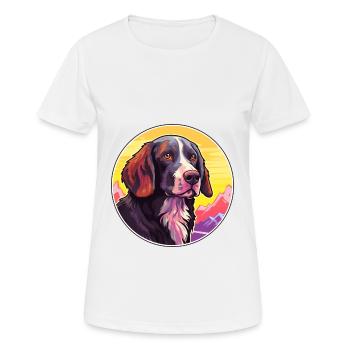 Frisian Pointing Dog Breed Cartoon Kawaii Watercol - Women's Breathable T-Shirt - white - Front - AI Model Female 172 dark (172cm)