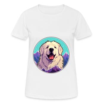 Great Pyrenees Dog Breed Cartoon Kawaii Watercolor - Women's Breathable T-Shirt - white - Front - AI Model Female 172 dark (172cm)