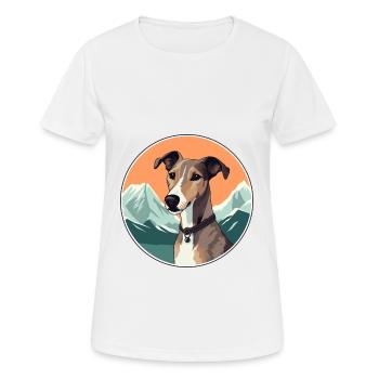 Greyhound Hund Rasse Cartoon Kawaii Aquarell - Frauen T-Shirt atmungsaktiv - Weiß - Vorne - AI Model Female 172 dark (172cm)