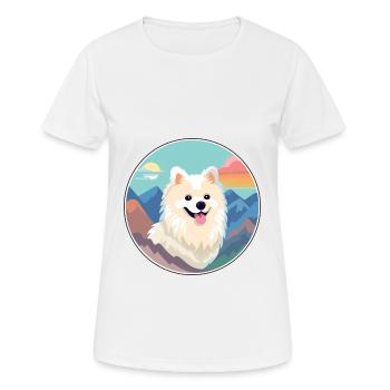 Spitz indien chien race Cartoon Kawaii aquarelle - T-shirt respirant Femme - blanc - Devant - AI Model Female 172 dark (172cm)