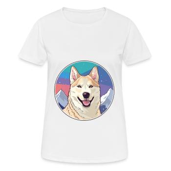 Jindo Hunderasse Karikatur Kawaii Aquarell - Frauen T-Shirt atmungsaktiv - Weiß - Vorne - AI Model Female 172 dark (172cm)