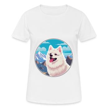 Japanese Spitz Dog Breed Cartoon Kawaii Watercolor - Women's Breathable T-Shirt - white - Front - AI Model Female 172 dark (172cm)