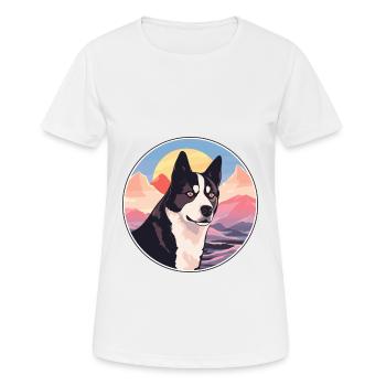 Karelian Bear Dog Breed Cartoon Kawaii Watercolor - Women's Breathable T-Shirt - white - Front - AI Model Female 172 dark (172cm)