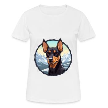 Deutscher Pinscher Hunderasse Cartoon Kawaii Watercolo - Frauen T-Shirt atmungsaktiv - Weiß - Vorne - AI Model Female 172 dark (172cm)