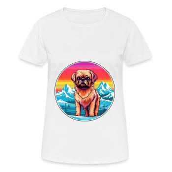 Griffon Bruxellois Chien Race Cartoon Kawaii Waterc - T-shirt respirant Femme - blanc - Devant - AI Model Female 172 dark (172cm)