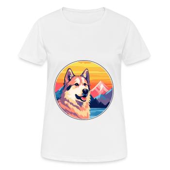 Indische Pariah-Hunderasse Karikatur Kawaii Aquarell - Frauen T-Shirt atmungsaktiv - Weiß - Vorne - AI Model Female 172 dark (172cm)