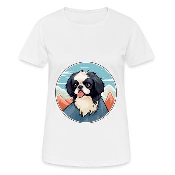Japanese Chin Dog Breed Cartoon Kawaii Watercolor - Women's Breathable T-Shirt - white - Front - AI Model Female 172 dark (172cm)