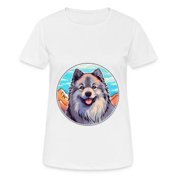 Keeshond Dog Breed Cartoon Kawaii Watercolor - Women's Breathable T-Shirt - white - Front - AI Model Female 172 dark (172cm)