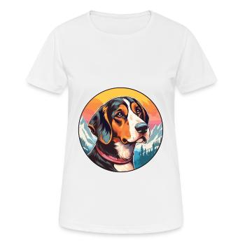 Chien chien allemand race dessin animé Kawaii aquarelle - T-shirt respirant Femme - blanc - Devant - AI Model Female 172 dark (172cm)