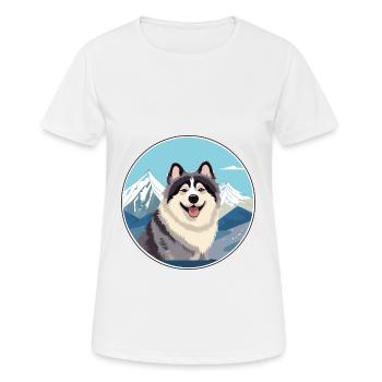 Hokkaido Hunderasse Karikatur Kawaii Aquarell - Frauen T-Shirt atmungsaktiv - Weiß - Vorne - AI Model Female 172 dark (172cm)
