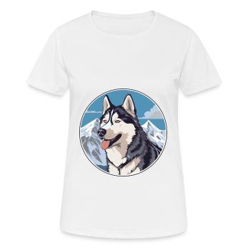 Husky Hunderasse Cartoon Kawaii Aquarell - Frauen T-Shirt atmungsaktiv - Weiß - Vorne - AI Model Female 172 dark (172cm)