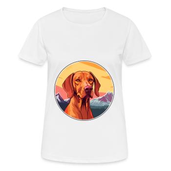 Hongrois Vizsla Chien Race Cartoon Kawaii Watercol - T-shirt respirant Femme - blanc - Devant - AI Model Female 172 dark (172cm)
