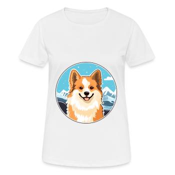 Chien de berger islandais race de chien dessin animé Kawaii Waterc - T-shirt respirant Femme - blanc - Devant - AI Model Female 172 dark (172cm)