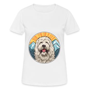 Komondor race de chien dessin animé Kawaii aquarelle - T-shirt respirant Femme - blanc - Devant - AI Model Female 172 dark (172cm)