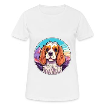 King Charles Dog Breed Cartoon Kawaii Watercolor - Women's Breathable T-Shirt - white - Front - AI Model Female 172 dark (172cm)