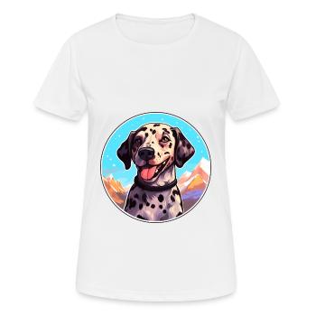 Leopard Cur Hund Rasse Cartoon Kawaii Aquarell - Frauen T-Shirt atmungsaktiv - Weiß - Vorne - AI Model Female 172 dark (172cm)