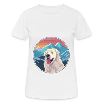 Kuvasz chien race dessin animé Kawaii aquarelle - T-shirt respirant Femme - blanc - Devant - AI Model Female 172 dark (172cm)