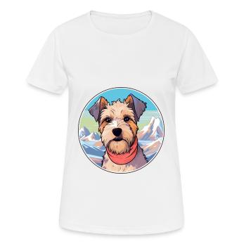 Lucas Terrier chien race dessin animé Kawaii aquarelle - T-shirt respirant Femme - blanc - Devant - AI Model Female 172 dark (172cm)