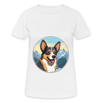 Lundehund chien race dessin animé Kawaii aquarelle - T-shirt respirant Femme - blanc - Devant - AI Model Female 172 dark (172cm)