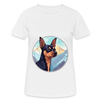 Miniatur Pinscher Hunderasse Cartoon Kawaii Waterc - Frauen T-Shirt atmungsaktiv - Weiß - Vorne - AI Model Female 172 dark (172cm)