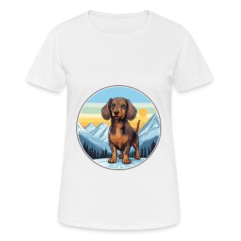 Miniatur Dackel Hunderasse Cartoon Kawaii Wasser - Frauen T-Shirt atmungsaktiv - Weiß - Vorne - AI Model Female 172 dark (172cm)