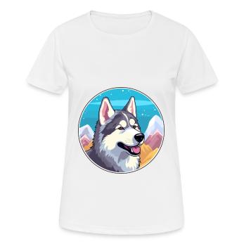 Northern Inuit Dog Breed Cartoon Kawaii Watercolor - Women's Breathable T-Shirt - white - Front - AI Model Female 172 dark (172cm)