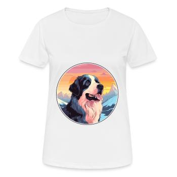 Landseer chien race dessin animé Kawaii aquarelle - T-shirt respirant Femme - blanc - Devant - AI Model Female 172 dark (172cm)