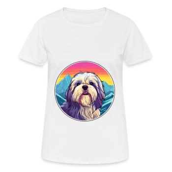 Lhasa Apso Hunderasse Cartoon Kawaii Aquarell - Frauen T-Shirt atmungsaktiv - Weiß - Vorne - AI Model Female 172 dark (172cm)