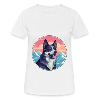 Mudi chien race dessin animé Kawaii aquarelle - T-shirt respirant Femme - blanc - Devant - AI Model Female 172 dark (172cm)