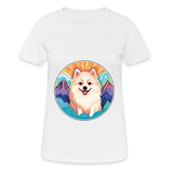 Spitz nordique chien race Cartoon Kawaii aquarelle - T-shirt respirant Femme - blanc - Devant - AI Model Female 172 dark (172cm)