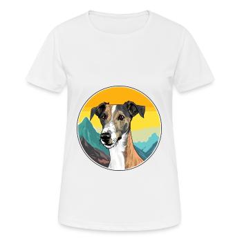 Lurcher Hunderasse Karikatur Kawaii Aquarell - Frauen T-Shirt atmungsaktiv - Weiß - Vorne - AI Model Female 172 dark (172cm)