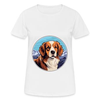 Nederlandse Kooikerhondje Dog Breed Cartoon Kawaii - Women's Breathable T-Shirt - white - Front - AI Model Female 172 dark (172cm)