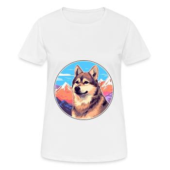 Norwegian Buhund Dog Breed Cartoon Kawaii Watercol - Women's Breathable T-Shirt - white - Front - AI Model Female 172 dark (172cm)