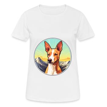 Podenco Canario race de chien dessin animé kawaii watercolo - T-shirt respirant Femme - blanc - Devant - AI Model Female 172 dark (172cm)