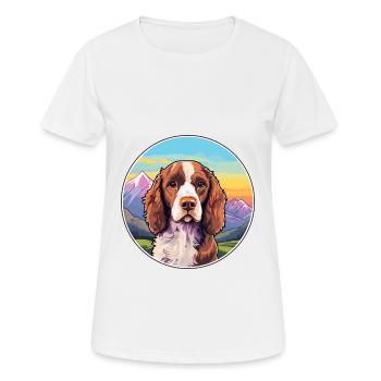 Pont Audemer Épagneul Chien Race Cartoon Kawaii Wate - T-shirt respirant Femme - blanc - Devant - AI Model Female 172 dark (172cm)