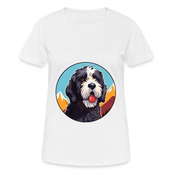 Portuguese Water Dog Breed Cartoon Kawaii Watercol - Women's Breathable T-Shirt - white - Front - AI Model Female 172 dark (172cm)