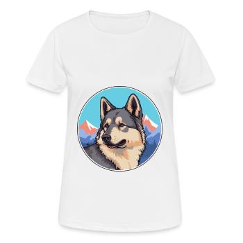 Chien d’élan norvégien race de chien dessin animé kawaii waterc - T-shirt respirant Femme - blanc - Devant - AI Model Female 172 dark (172cm)