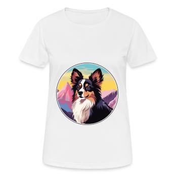 Papillon chien race dessin animé kawaii aquarelle - T-shirt respirant Femme - blanc - Devant - AI Model Female 172 dark (172cm)