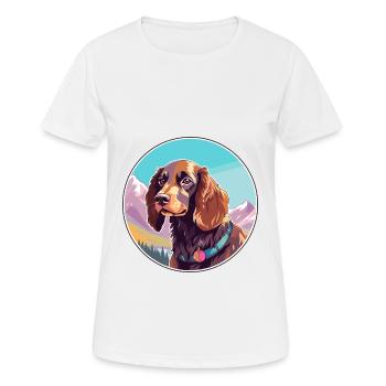 Picardie Spaniel Hund Rasse Cartoon Kawaii Watercolo - Frauen T-Shirt atmungsaktiv - Weiß - Vorne - AI Model Female 172 dark (172cm)