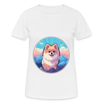 Pomeranian Spitz Dog Breed Cartoon Kawaii Watercol - Women's Breathable T-Shirt - white - Front - AI Model Female 172 dark (172cm)