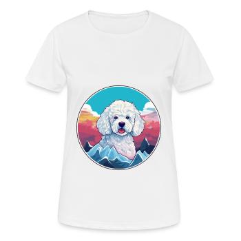 Caniche chien race dessin animé Kawaii aquarelle - T-shirt respirant Femme - blanc - Devant - AI Model Female 172 dark (172cm)