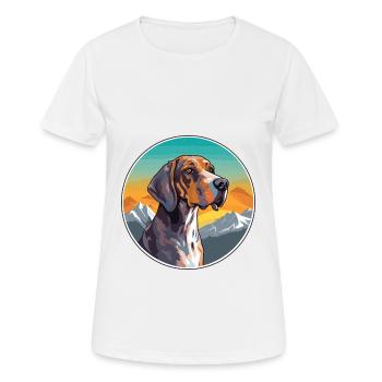 Plott Hound chien race dessin animé Kawaii aquarelle - T-shirt respirant Femme - blanc - Devant - AI Model Female 172 dark (172cm)