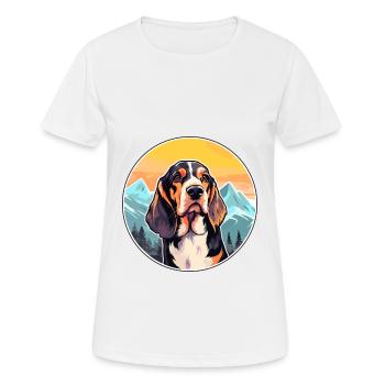 Polish Hound Dog Breed Cartoon Kawaii Watercolor - Women's Breathable T-Shirt - white - Front - AI Model Female 172 dark (172cm)