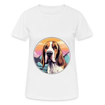 Poitevin Hound Dog Breed Cartoon Kawaii Watercolor - Women's Breathable T-Shirt - white - Front - AI Model Female 172 dark (172cm)