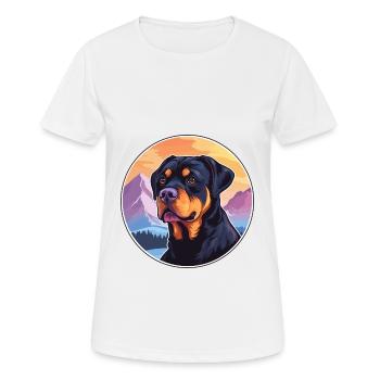 Rottweiler chien race dessin animé Kawaii aquarelle - T-shirt respirant Femme - blanc - Devant - AI Model Female 172 dark (172cm)