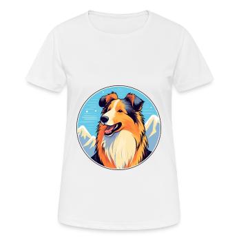 Rauer Collie Hund Rasse Cartoon Kawaii Aquarell - Frauen T-Shirt atmungsaktiv - Weiß - Vorne - AI Model Female 172 dark (172cm)